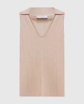 Agnona Бежевий топ в рубчик з шовком KT110207Q180P