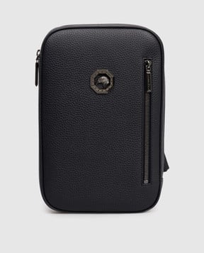 Stefano Ricci Синяя кожаная сумка-слинг с эмблемой с рутениевым покрытием ND200UVD