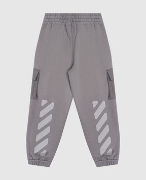 Off-White Детские серые джогеры с принтом логотипа 44BCH00BF5F001