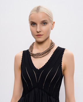 Madreperla Коричневые многослойные бусы с бусинами в виде жемчуга 212348