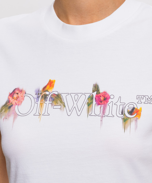 Off-White Белая футболка с принтом логотипа 2FA00641T изображение 5
