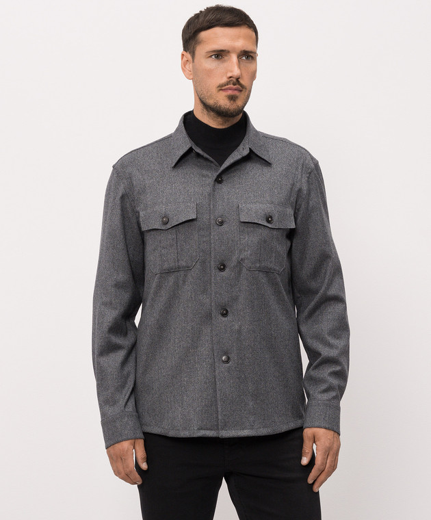 Canali Сіра сорочка з вовни AR0347231019 зображення 3