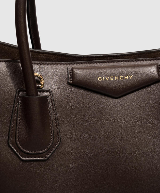 Givenchy Коричневая кожаная сумка Antigona Catchall BB518KB2HF изображение 4