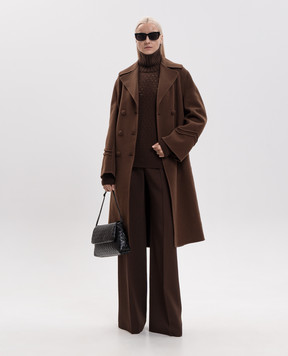 Ermanno Scervino Коричневое двубортное пальто из шерсти D496D316ZBG