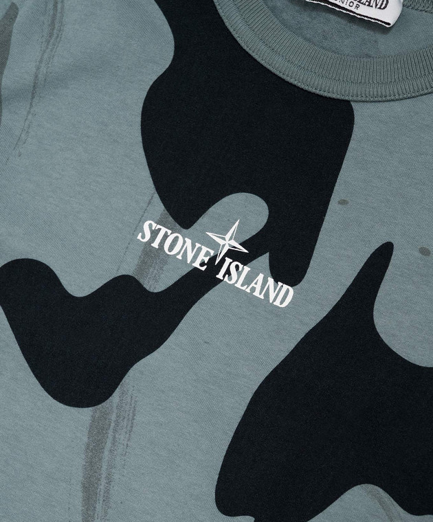 Stone Island Детская голубая футболка в камуфляжном принте L2S162100004S050814 изображение 3