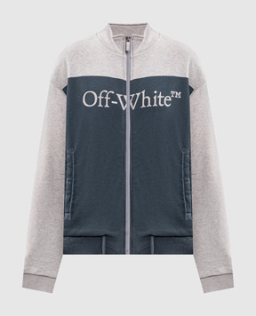 Off-White Синяя спортивная куртка с брендовым принтом 2FE00724T