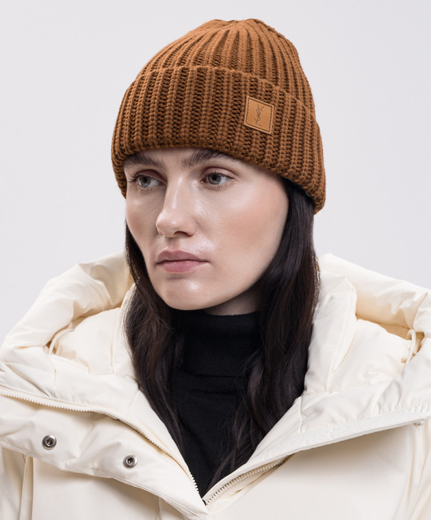 Saint Laurent Коричнева шапка з вовни A003ST3Y206 зображення 2