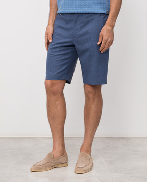 Stefano Ricci Шорти сині з вовни, шовку та льону M1T6100331WKL07U