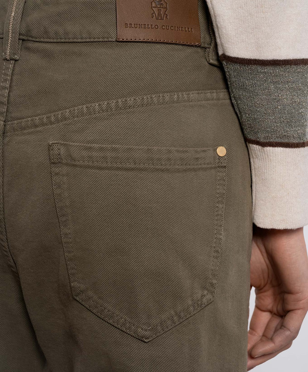 Brunello Cucinelli Джинси кольору хакі з патчем логотипа M0H81P5568 зображення 5
