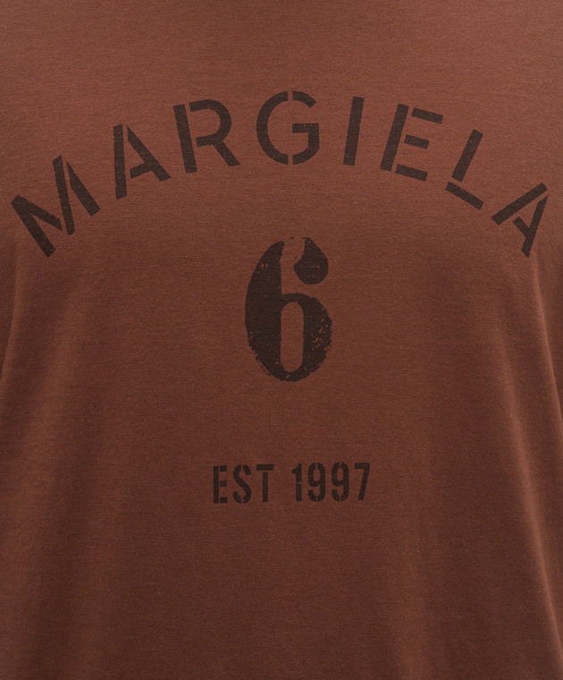Maison Margiela MM6 Коричневий лонгслів з принтом логотипа SH0NH0024M20048 зображення 5