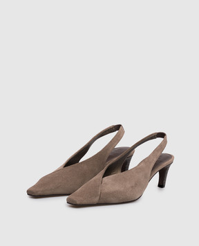 Brunello Cucinelli Коричневі замшеві слінгбеки з ланцюжком MZSFC3368P