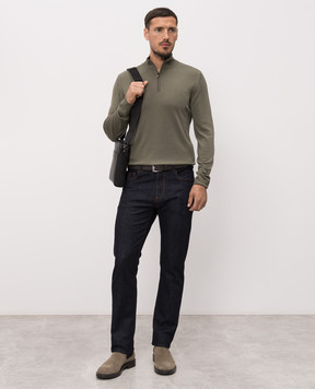 Canali Джемпер кольору хакі з вовни MK01149C0015