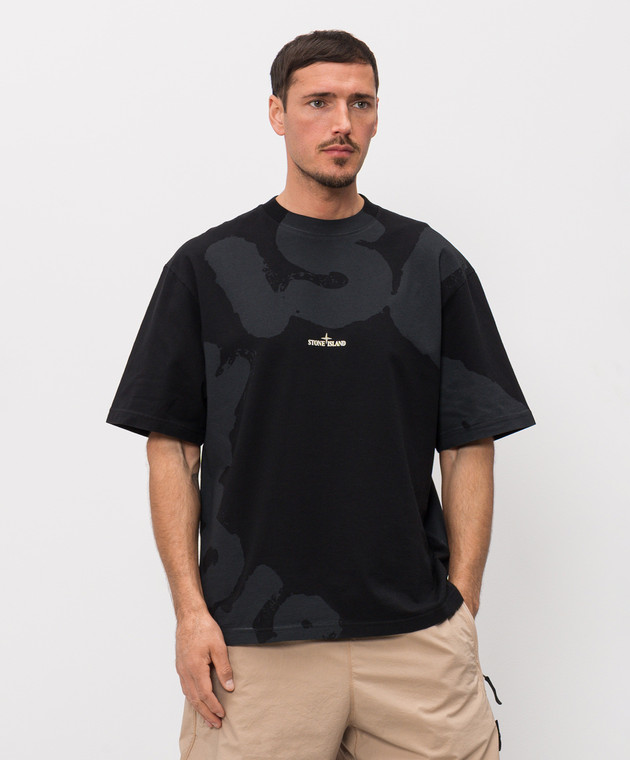 Stone Island Чорна футболка з принтом емблеми L1S152100002S0365 зображення 3