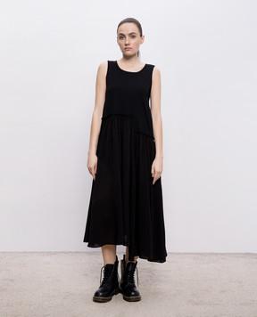 Y`S Yamamoto Черное платье с оборкой YKD14802