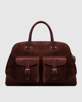 Brunello Cucinelli Коричневая замшевая дорожная сумка Weekender MBSFBU428