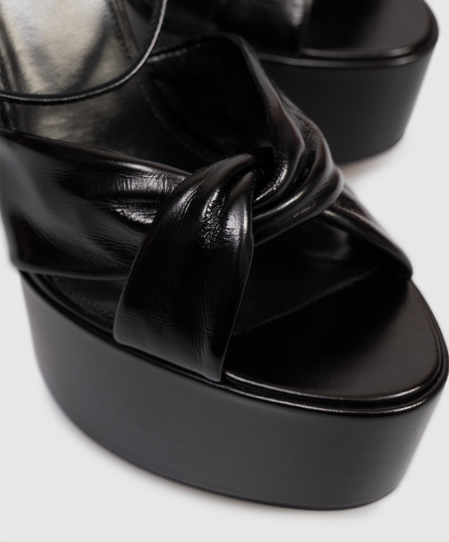 Saint Laurent Черные кожаные босоножки FRANCIANE 869730AAEHF изображение 5