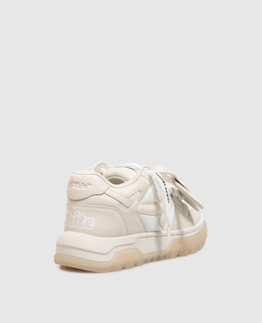 Off-White Бежевые кожаные кроссовки Out Of Office Chunky Varsity OF05743267
