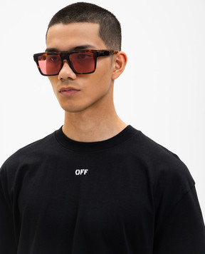 Off-White Коричневые солнцезащитные очки с принтом логотипа OW10396D2558