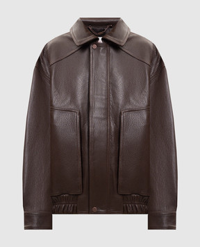 Babe Pay Pls Коричневая кожаная куртка с тиснением зерно 2533ASTON