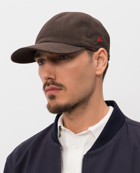 ISAIA Коричневая кепка из льна BRT01421040