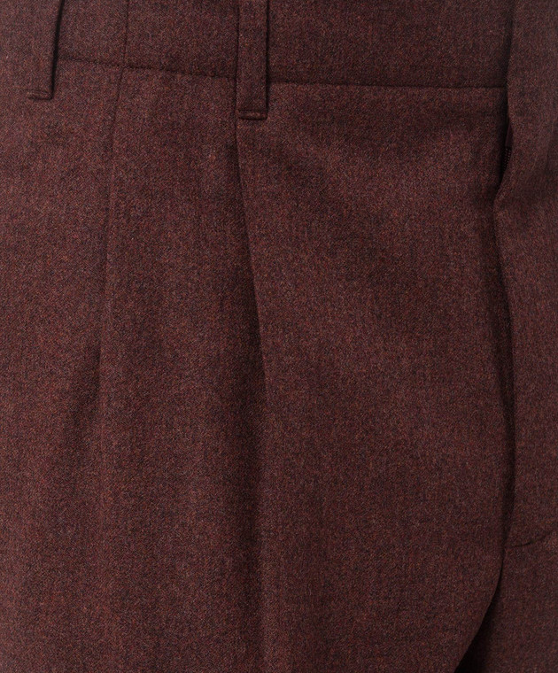 Brunello Cucinelli Бордовый двубортный костюм из шерсти и кашемира ME4999CPNH изображение 4