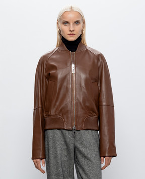 Max Mara Sportmax Коричневий шкіряний бомбер AMOUR SPXAMOUR