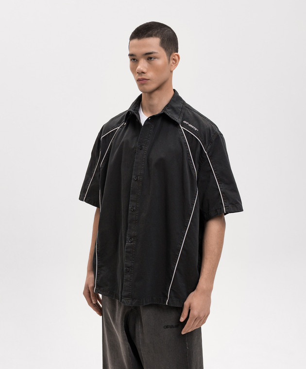 Off-White Чорна сорочка з вишивкою логотипа 44XGG01IS26F001 зображення 3
