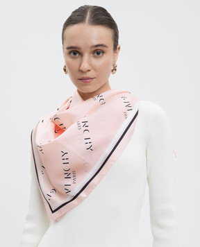 Givenchy Рожева хустка із шовку Shadow з логотипом 710009495005