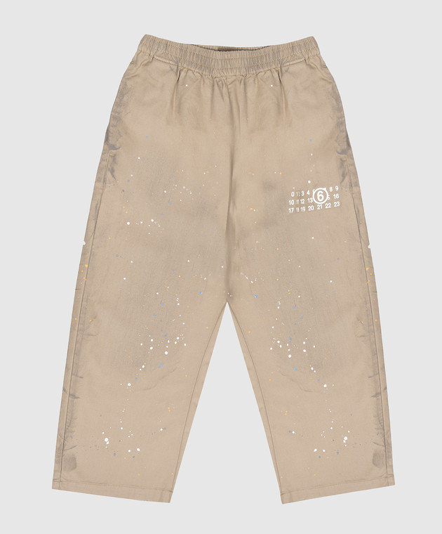 Maison Margiela MM6 Дитячі коричневі штани в принт у вигляді плям фарби M60953MM07B зображення 2