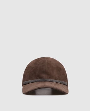 Brunello Cucinelli Коричнева замшева кепка MCAP9F151