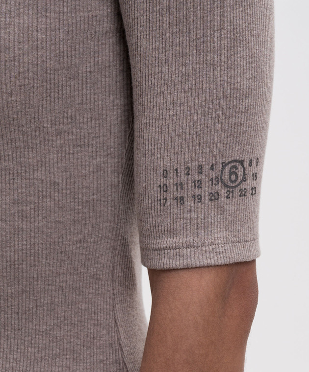 Maison Margiela MM6 Бежевый топ с шерстью в рубчик S52NC0361M20122 изображение 5