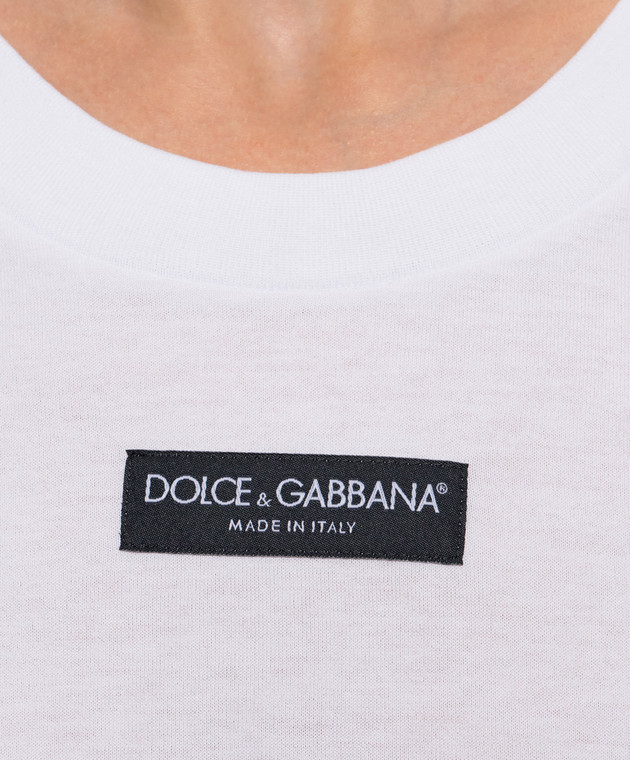 Dolce&Gabbana Белая футболка с нашивкой логотипа F8N08TGDDYH изображение 5