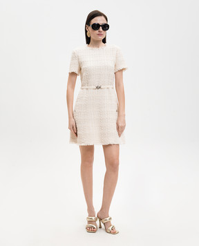 Versace Бежевое твидовое платье в клетку 10226181A16514