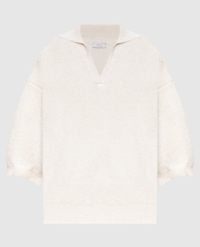 Peserico Білий ажурний пуловер з паєтками A99031F129234R