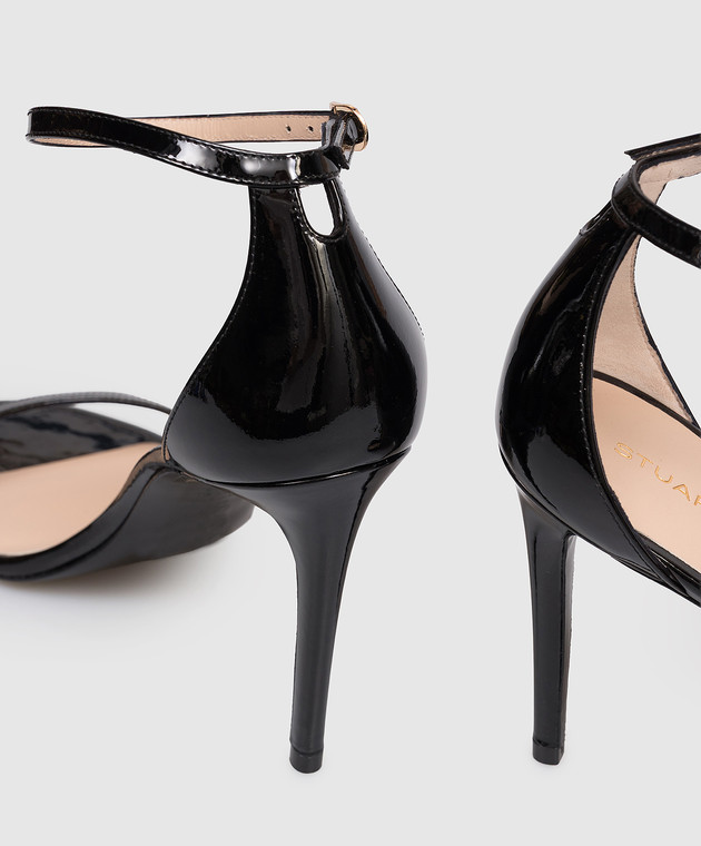 Stuart Weitzman Чорні шкіряні лаковані босоніжки NUDIST SJ995 зображення 5