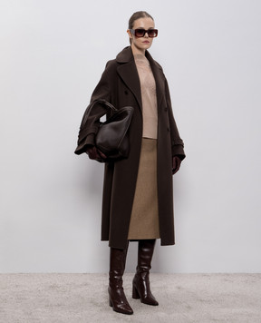 Ermanno Scervino Коричневий джемпер з вовни мериноса з мереживом D475M707APATL