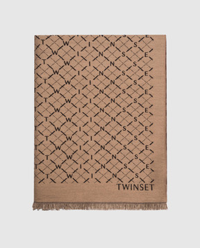 Twinset Коричневый двусторонний шарф в узор 262TA4300
