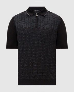 Stefano Ricci Черное поло с шелком в узоре K818109P31F26175