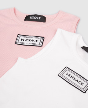 Versace Дитячий набір майок в рубчик з логотипом 10187851A13344