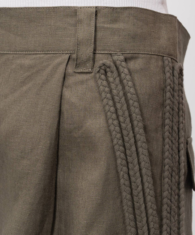 Max & Co Шорты Melia из льна цвета хаки MCOOMELIA изображение 5