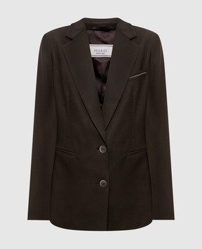 Peserico Коричневий жакет з вовни з ланцюжком моніль A0120202584