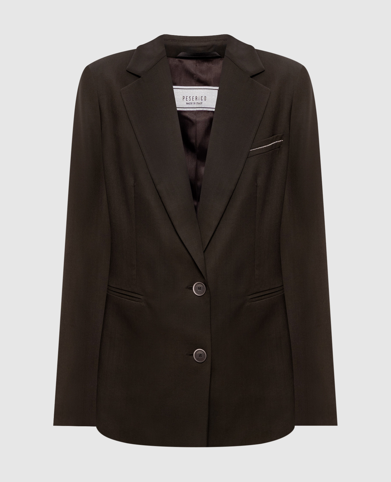 Коричневый жакет из шерсти с цепочкой мониль