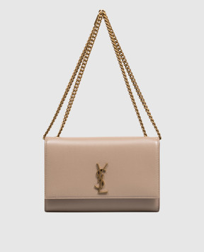 Saint Laurent Бежевый кожаный клатч KATE 851504AAGBE