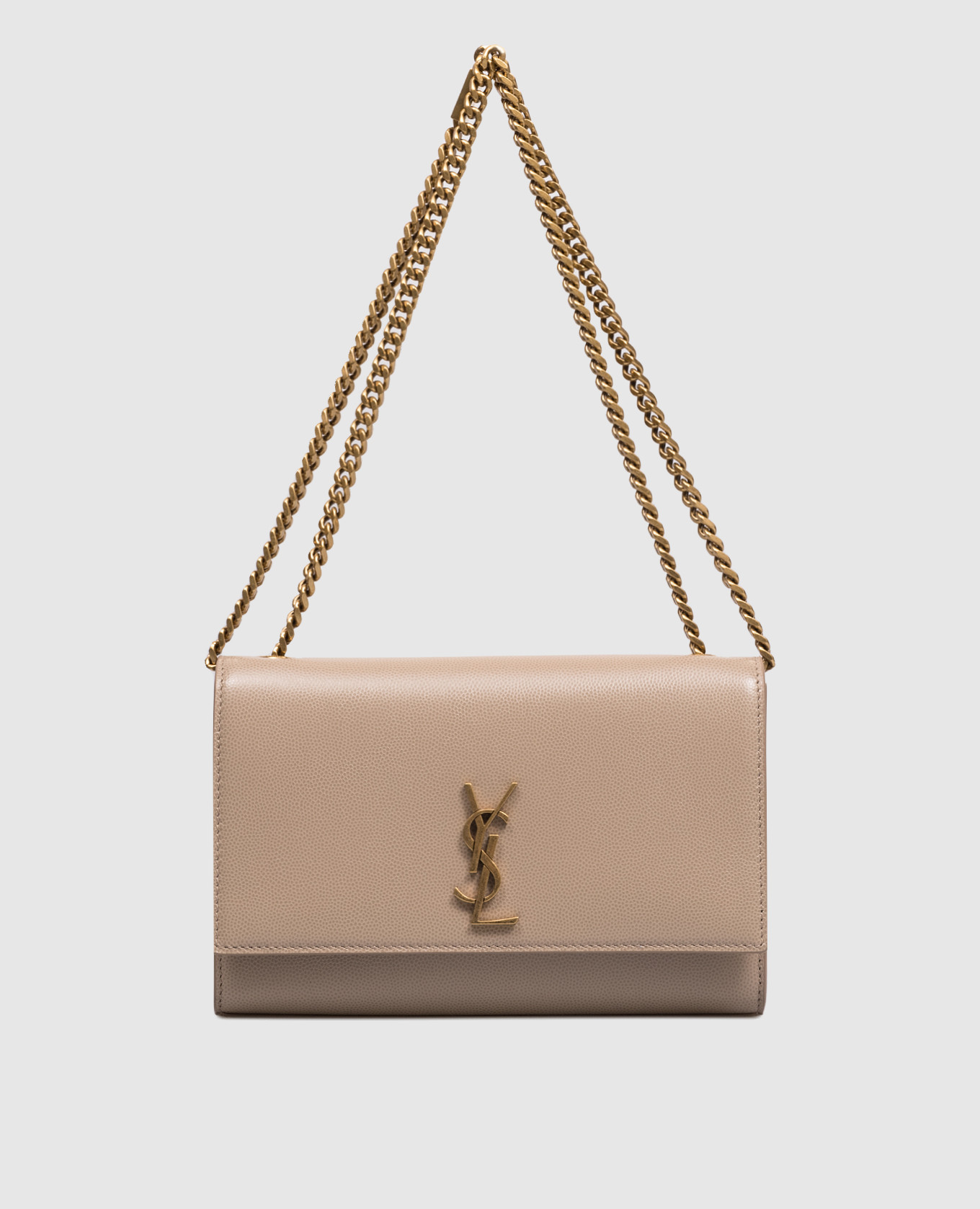 Бежевый кожаный клатч KATE