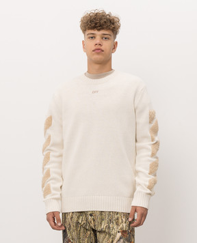 Off-White Свитер цвета айвори с шерстью 44MHE087F26K002