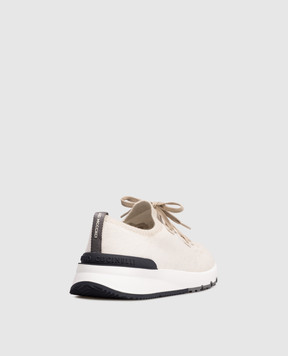 Brunello Cucinelli Бежеві кросівки з фактурним логотипом MZUKISO250