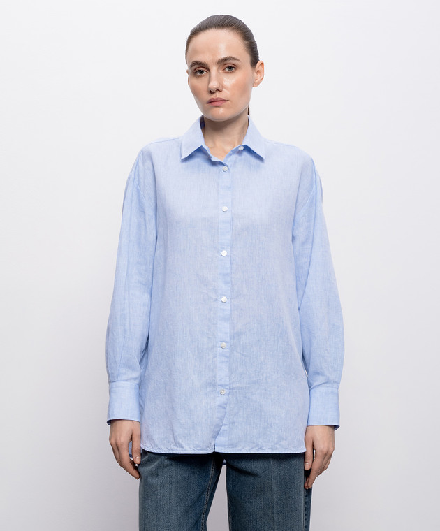 Woolrich Блакитна сорочка з льоном CFWWSI2013FRUT5295 зображення 3