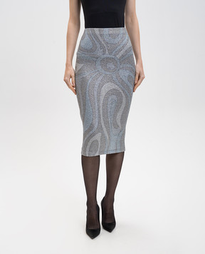 PUCCI Сіра спідниця міді в принтом Marmo з люрексом 5UJV125U767