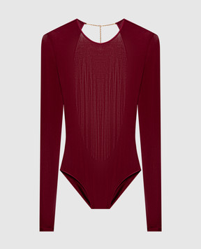 Saint Laurent Бордовое боди с подвеской Cassandre 876794Y38DS