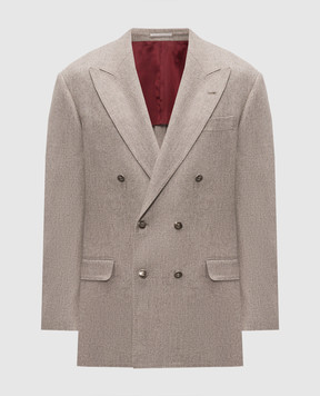 Brunello Cucinelli Сірий двобортний піджак з вовни M038P8BPC2